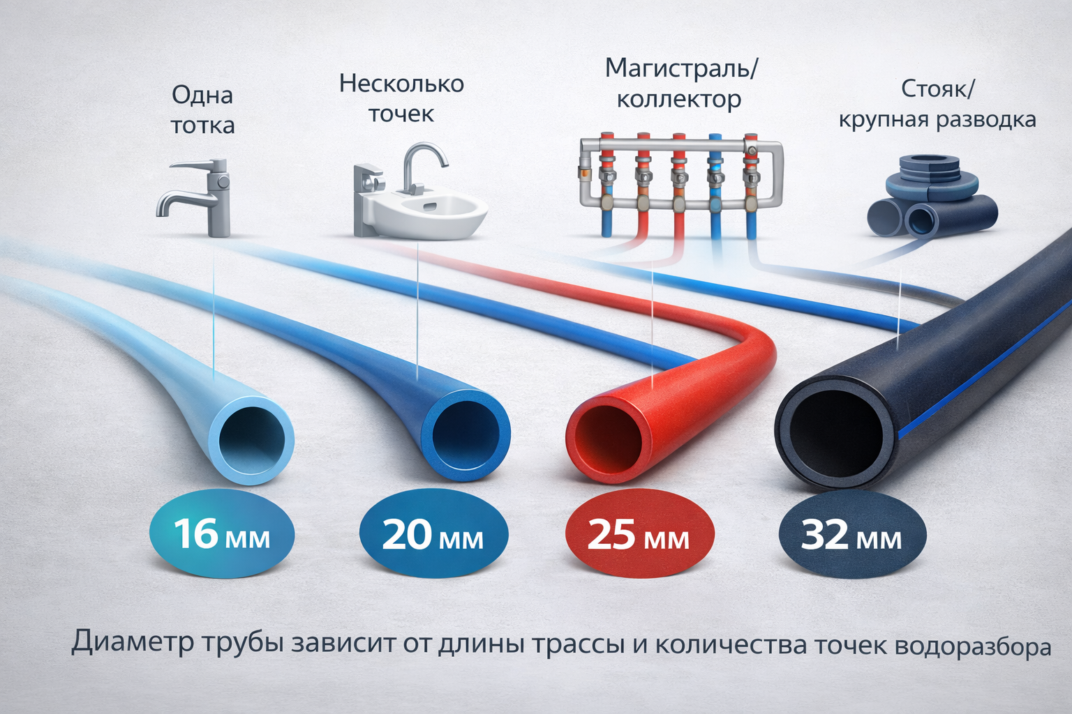 Как подобрать диаметр трубы для водоснабжения